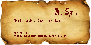 Melicska Szironka névjegykártya